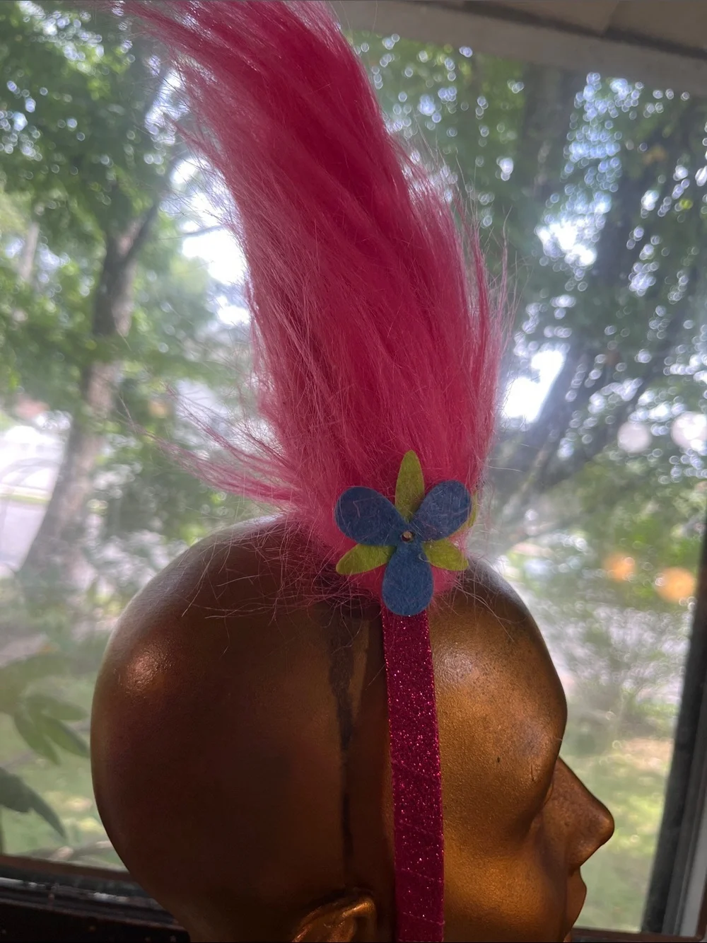 Kids Bright Pink Faux-Fur Flower Crown Headband